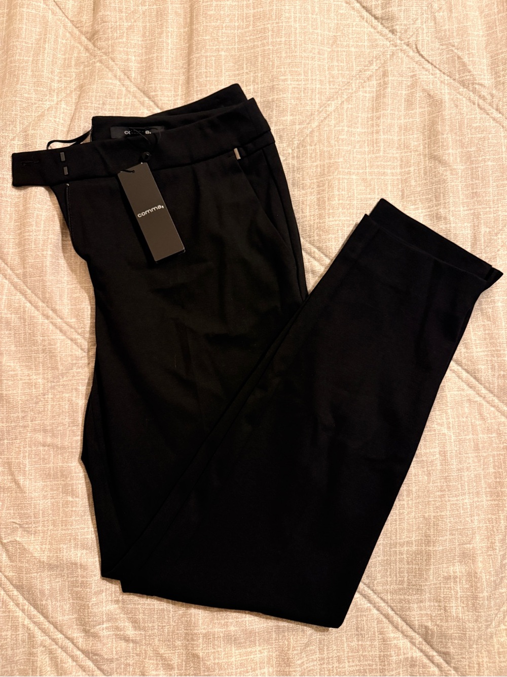 Women’s Black Tapered Trousers with Belt Accent